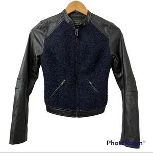 GUESS black lurex leatherette moto jacket